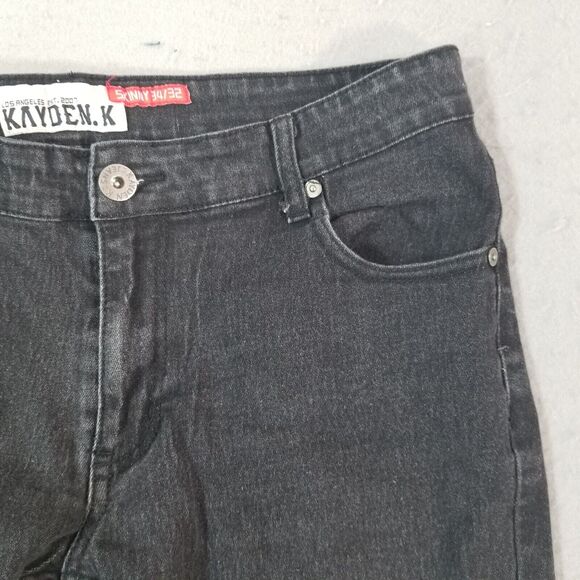 Kayden K. Jeans men's 34x32 skinny straight black stretch denim pants - Picture 4 of 12